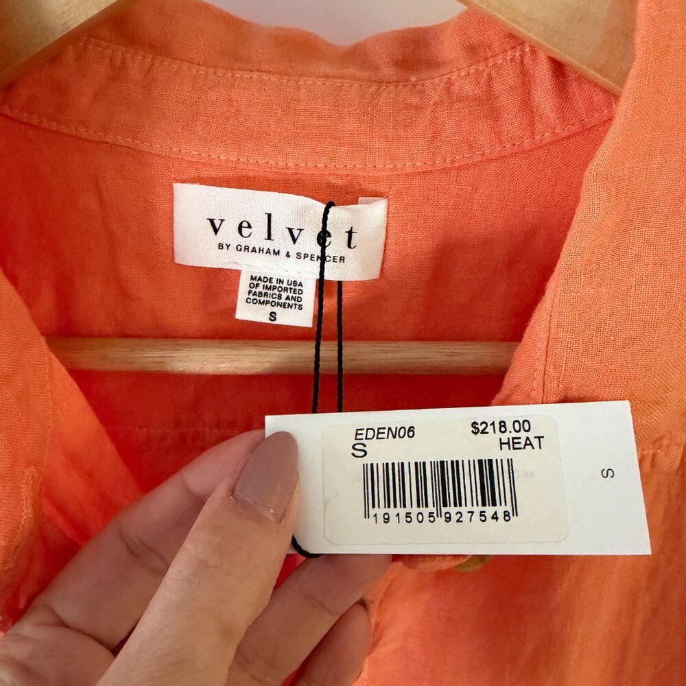 Velvet by Graham & Spencer Eden 100% Linen Top NWT